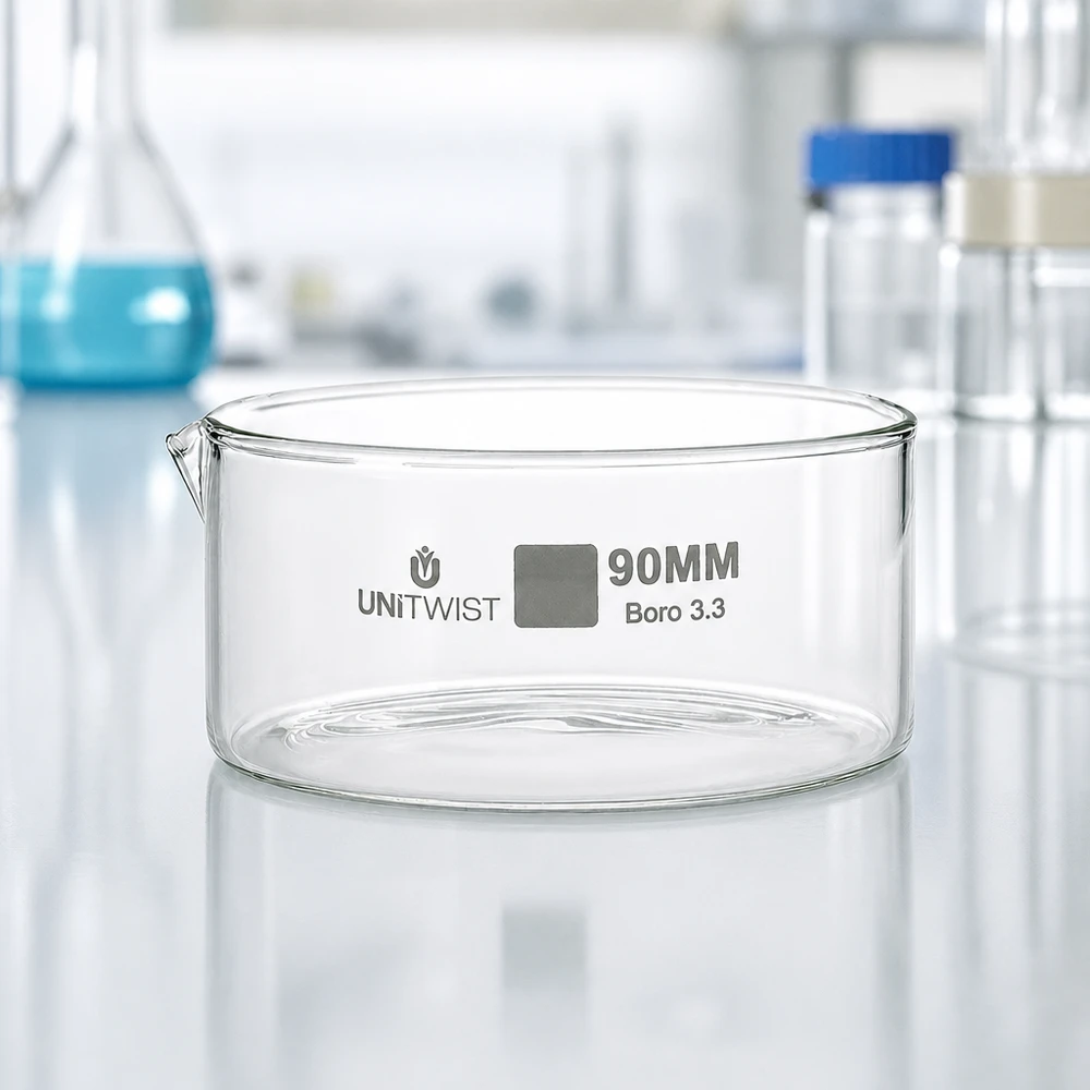 Kristallisierschale 90mm Borosilikatglas 3.3 UNiTWIST für Labor und Gewerbe hitzebeständig chemikalienresistent