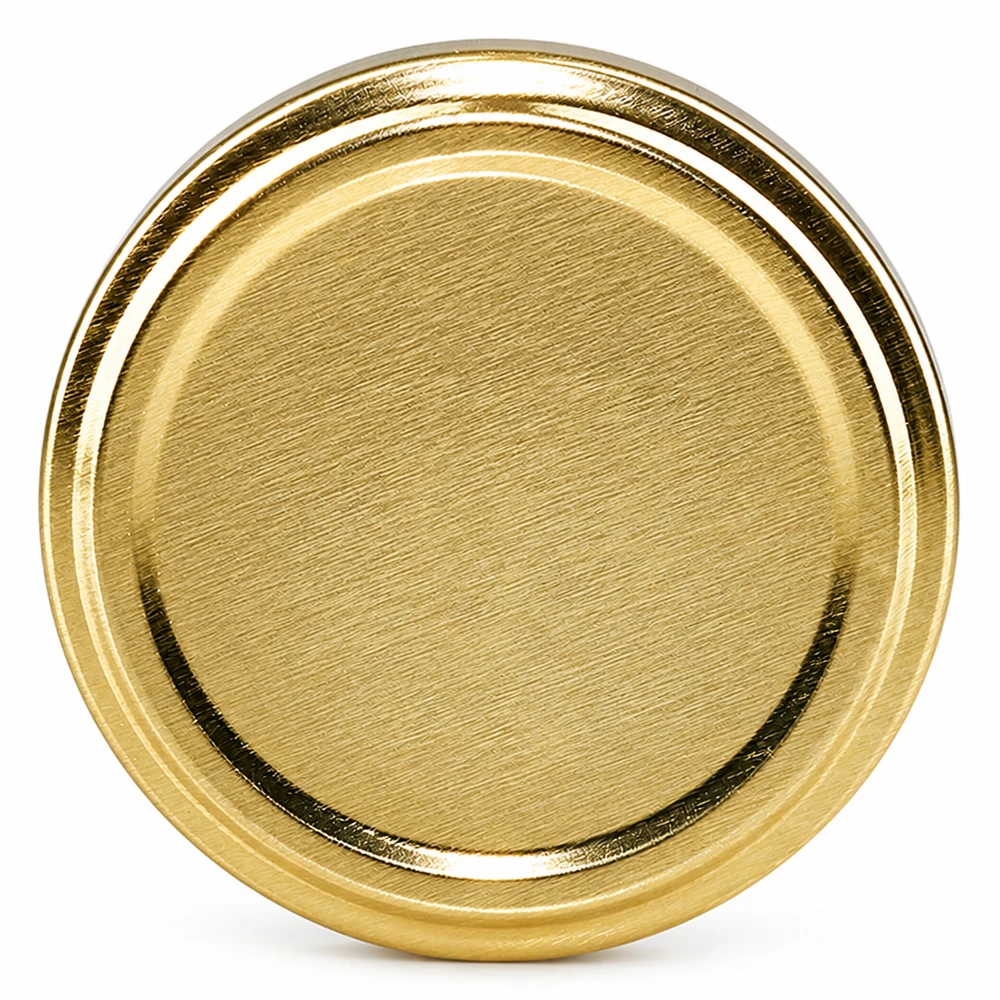 63mm BasicSeal Deckel gold (TO63) UNiTWIST 63mm TO63 BasicSeal Twist-Off-Deckel gold aus Weißblech für gewerbliche Abfüllung in großen Mengen