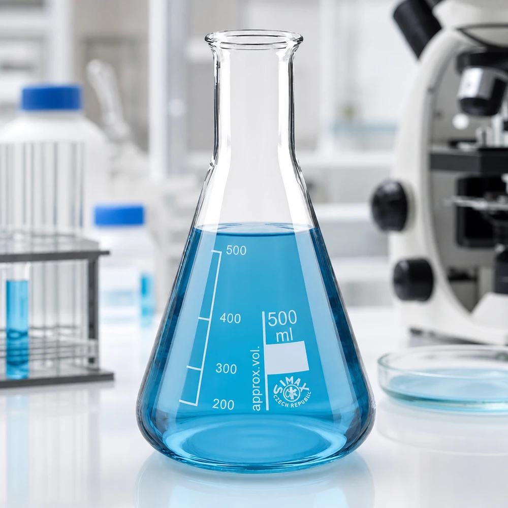 Erlenmeyerkolben 500ml Enghals aus Borosilikatglas für professionelle Laboranwendungen bei Pacadura.de