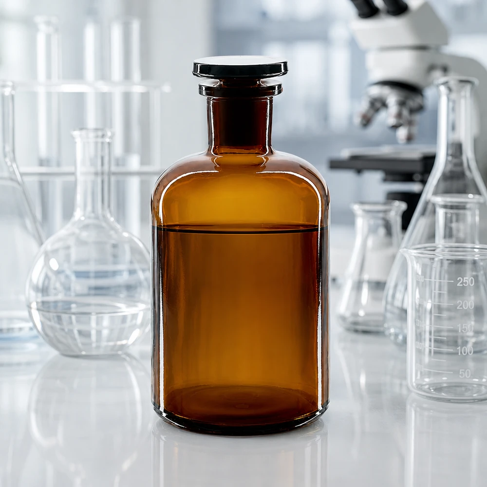 Rundschulterfl. 500ml braun Enghals Glasstopfen Braune Rundschulterflasche 500ml Enghals mit Glasstopfen für Labor und Fachhandel bei Pacadura