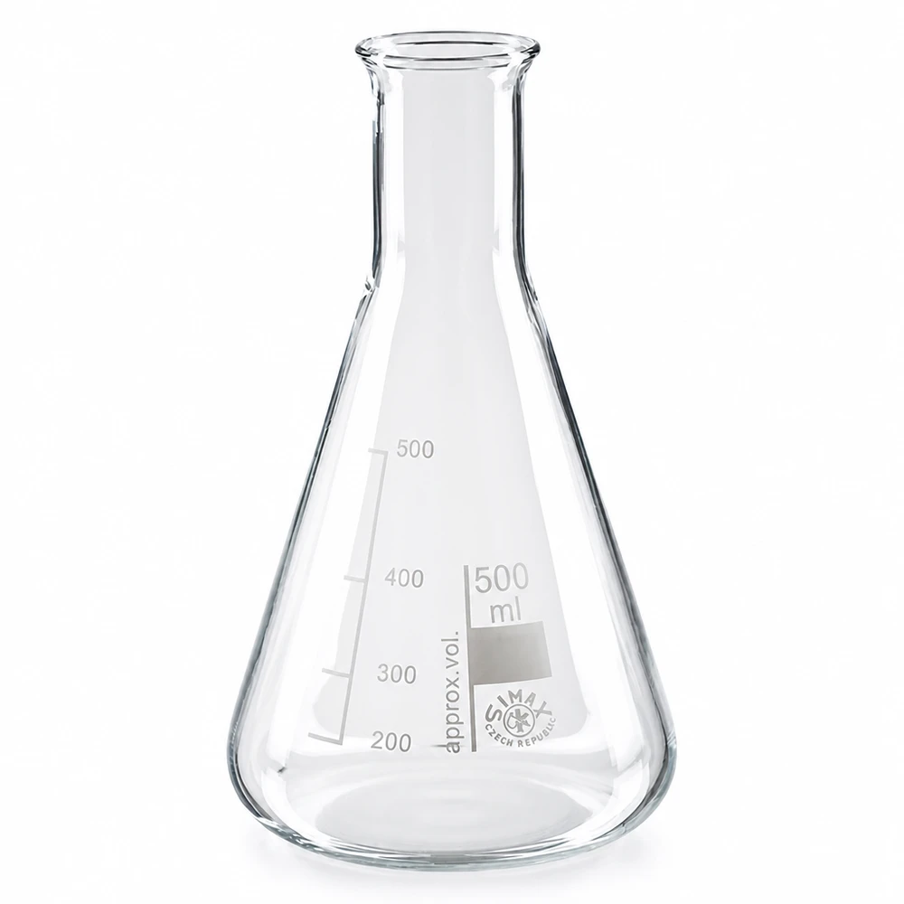 Erlenmeyerkolben 500ml Enghals Erlenmeyerkolben 500ml Enghals aus Borosilikatglas für professionelle Laboranwendungen bei Pacadura.de