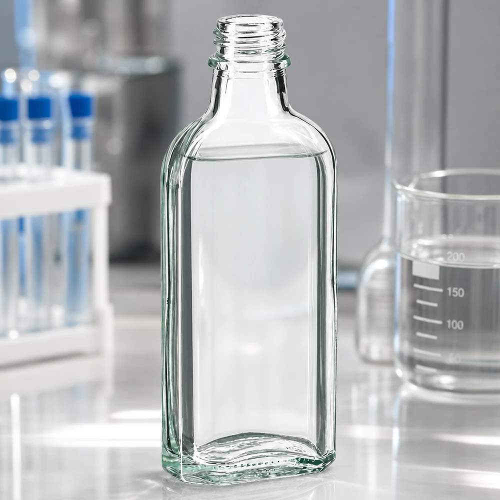 100 ml Meplatflasche klar aus Glas DIN22 für professionellen Einsatz im Labor und Fachhandel