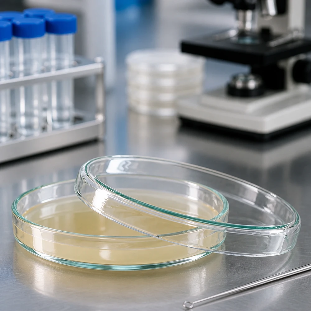 Petrischale 90x15mm aus Borosilikatglas für mikrobiologische Laboranwendungen im professionellen Einsatz