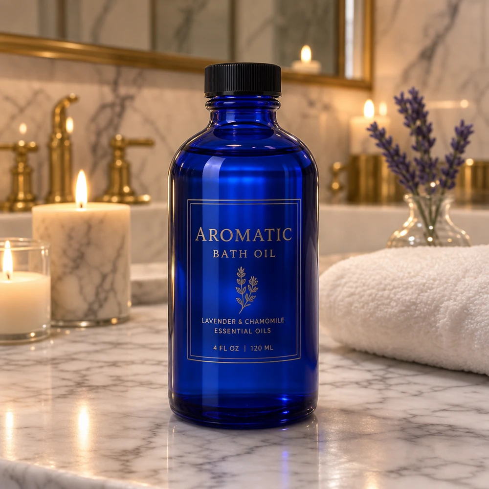 50ml blaue Apothekenflasche ApoGlas für professionelle Kosmetik und Pharmazie im Fachhandel
