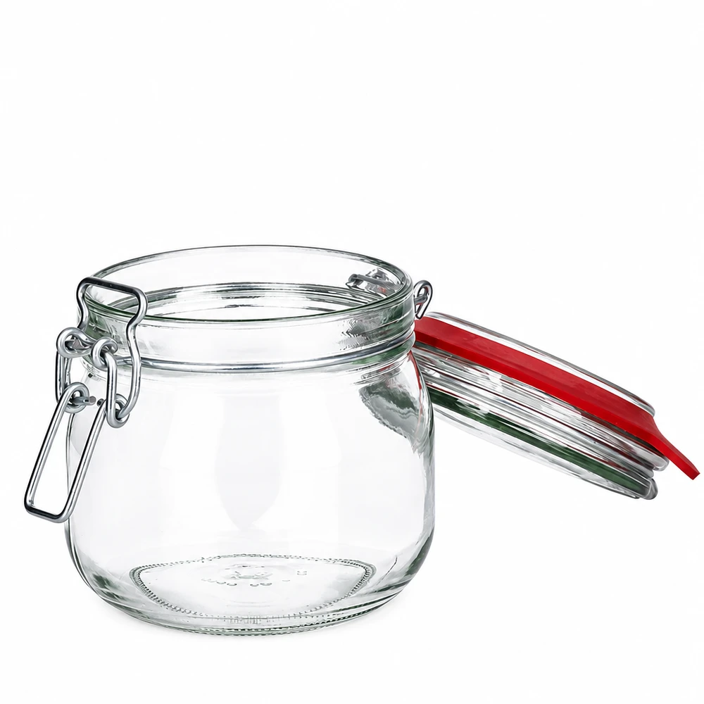 634ml Vorratsglas Typ G mit Bügelverschluss UN.. 634ml Vorratsglas mit Bügelverschluss für professionelle Lagerung - Klarglas mit roter Gummidichtung für Gewerbe