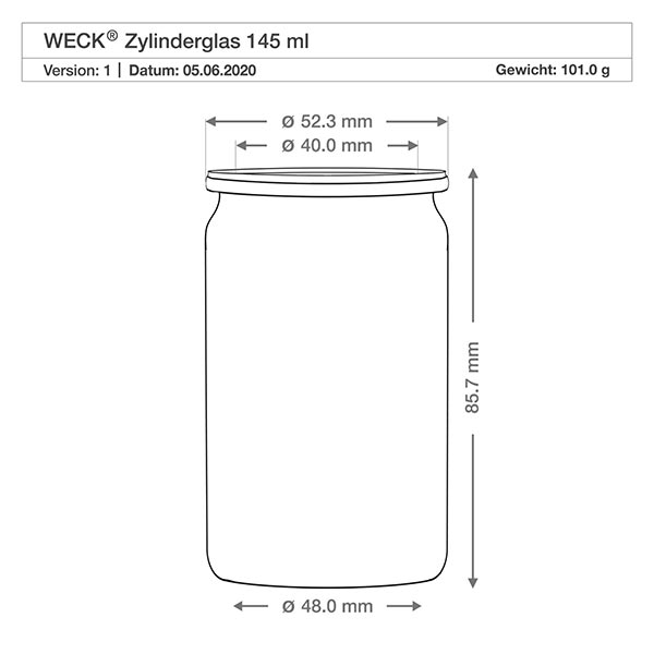 145ml Zylinderglas WECK RR40