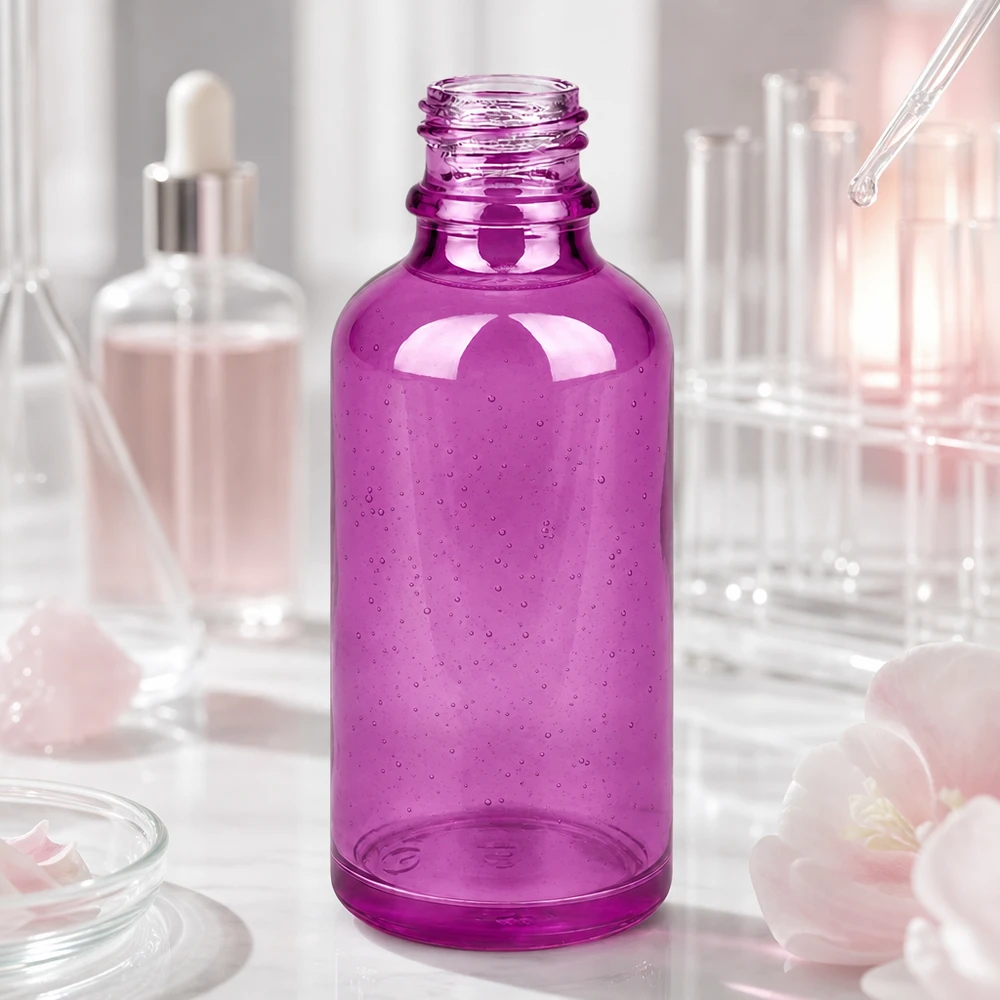 50ml Apothekerflasche violett Glas UT18/50 UNiTWIST Gewinde für professionelle Kosmetik und Pharmazie