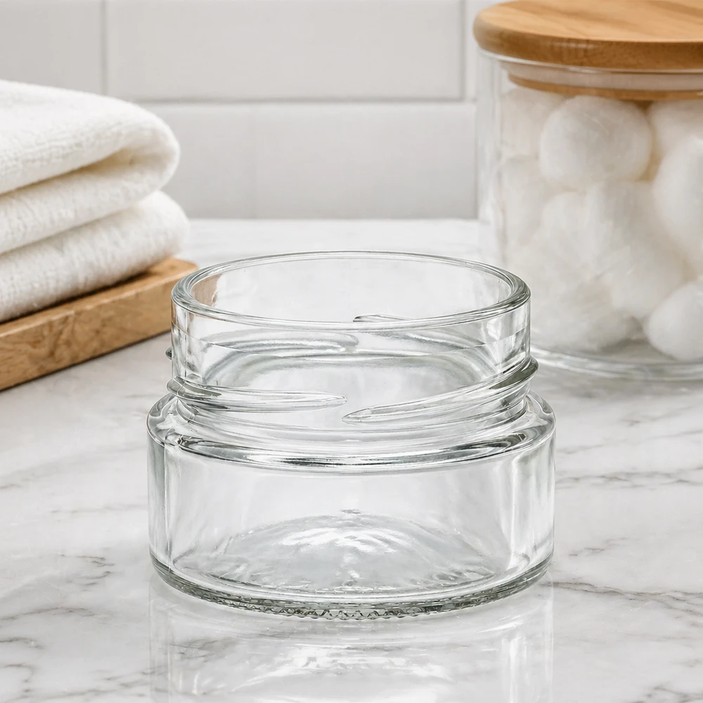 Rundes Glasgefäß 80ml mit TO58 Gewinde transparentes Einmachglas für Küche und Aufbewahrung