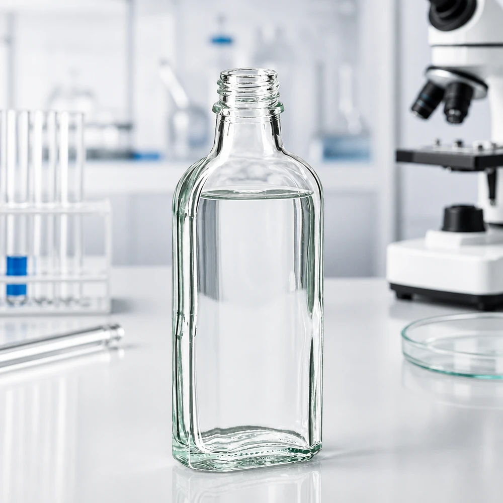 100 ml Meplatflasche klar aus Glas mit DIN22 Gewinde für professionellen Laboreinsatz
