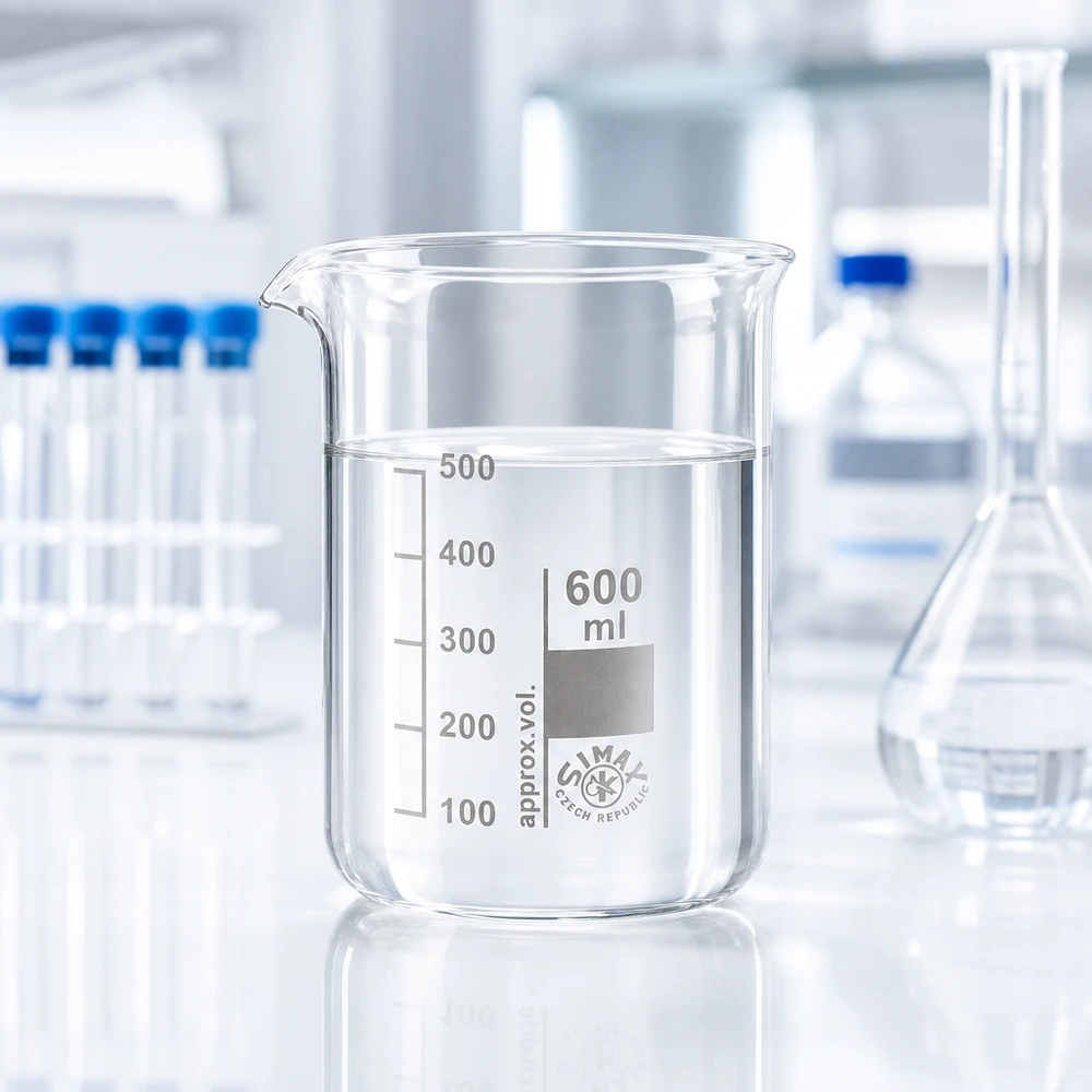 Becherglas 600ml Borosilikatglas, niedrige Form Becherglas 600ml Borosilikatglas niedrige Form für professionelle Laboranwendungen bei Pacadura.de
