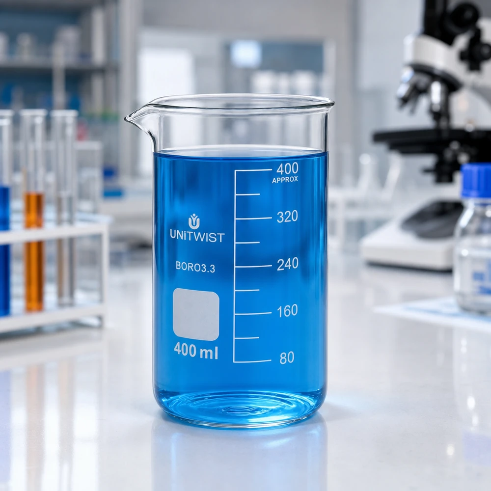 Becherglas 400ml Borosilikat, hohe Form UNiTWIST Becherglas 400ml hohe Form Borosilikat 3.3 UNITWIST für Labor und Gewerbe mit Skala
