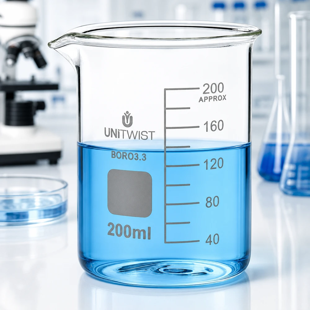 Becherglas 200ml Borosilikat 3.3 niedrige Form UNiTWIST für Labor und Gewerbe