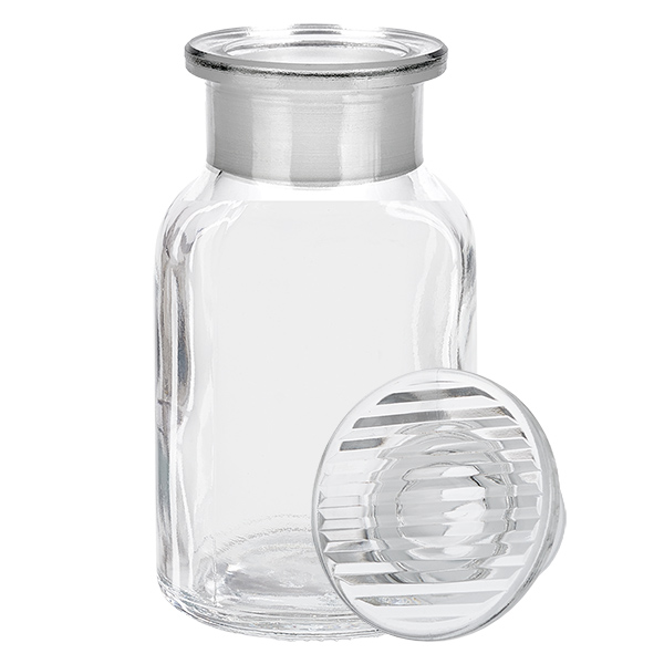 Rundschulterfl. 100ml klar Weithals Glasstopfen Rundschulterflasche 100ml Klarglas Weithals mit Glasstopfen für Labor und Gewerbe