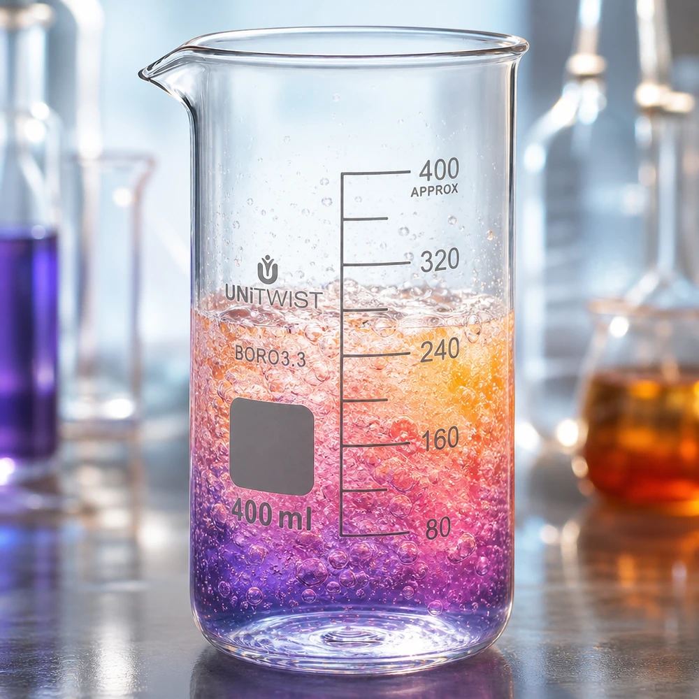 Becherglas 400ml Borosilikat hohe Form UNITWIST für Labor und Gewerbe graduiert hitzebeständig