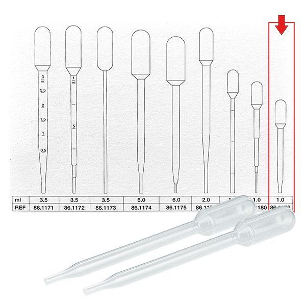 1ml Transferpipette (87x10mm) ohne Graduierung 1ml Transferpipette (87x10mm) ohne Graduierung