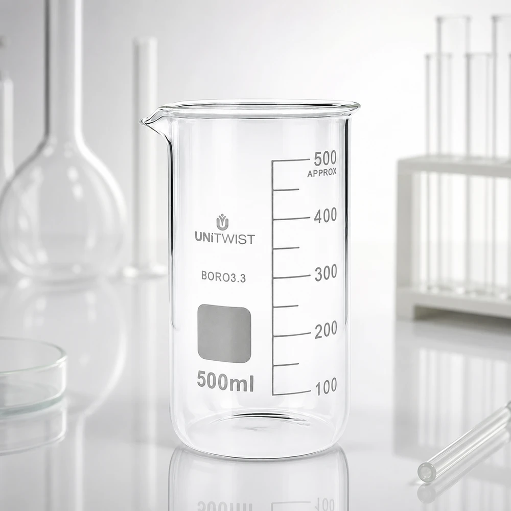 Becherglas 500ml Borosilikat hohe Form UNITWIST für professionellen Laboreinsatz im Fachhandel