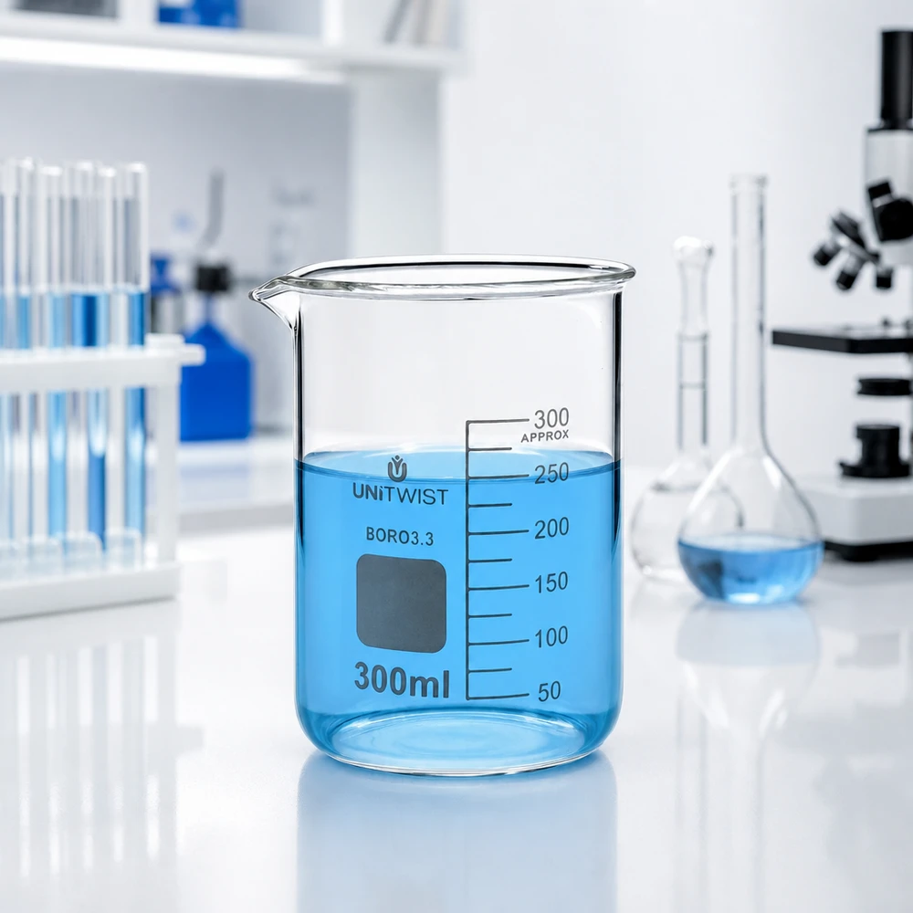 UNiTWIST Becherglas 300ml Borosilikat 3.3 niedrige Form für Labor und Gewerbe