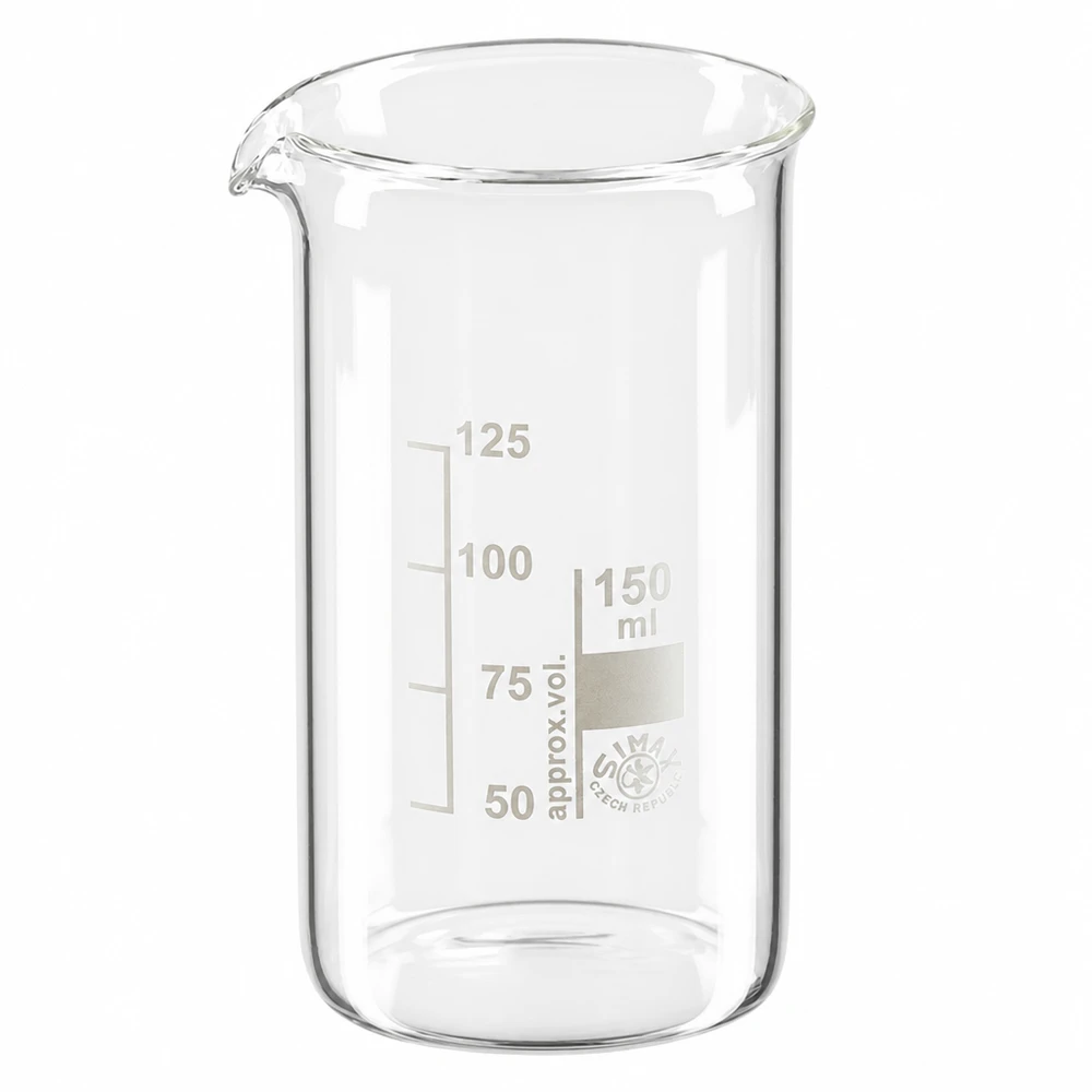 Becherglas 150ml hohe Form aus Borosilikatglas mit Skala für professionellen Laboreinsatz