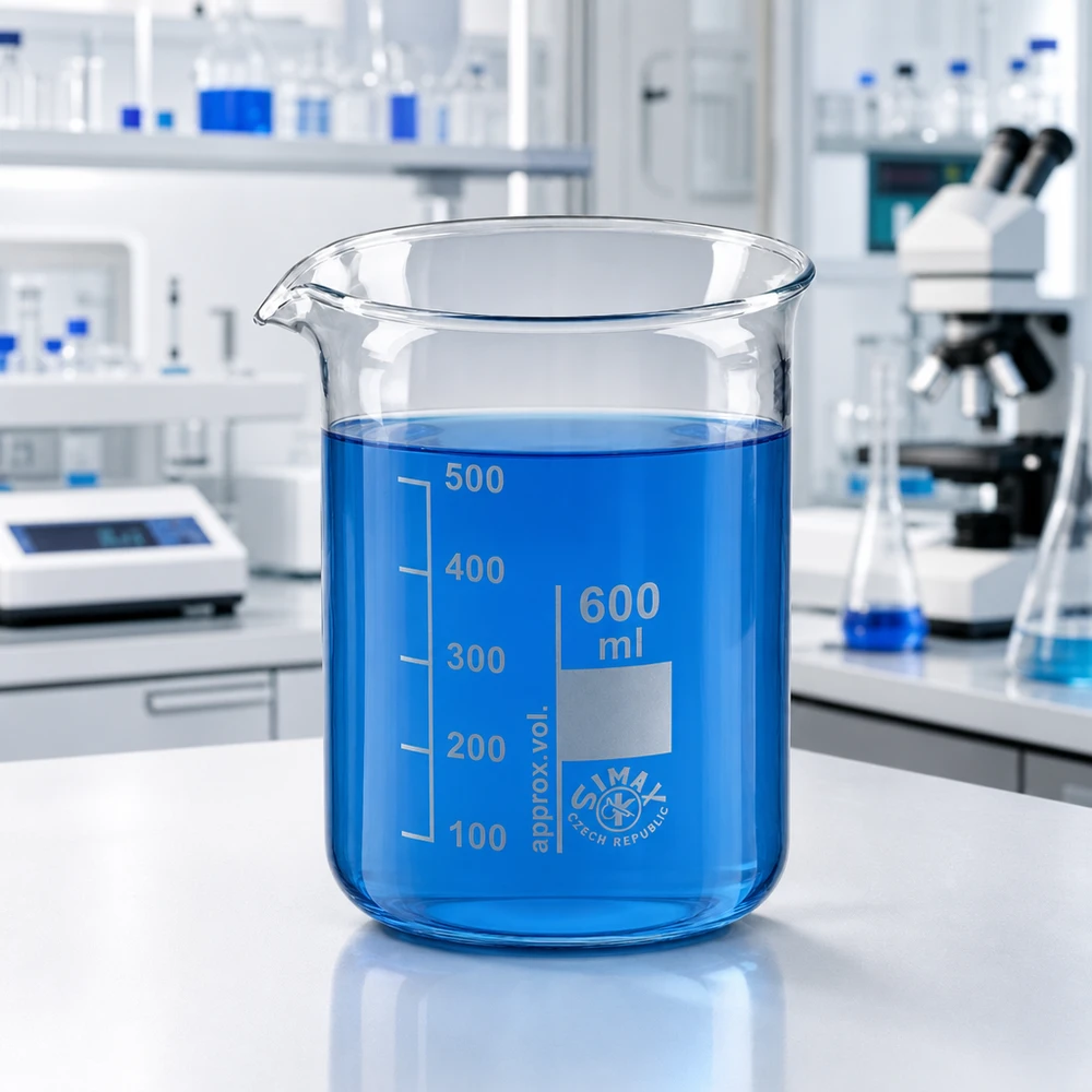 Becherglas 600ml aus Borosilikatglas niedrige Form für professionelle Laboranwendungen bei Pacadura.de
