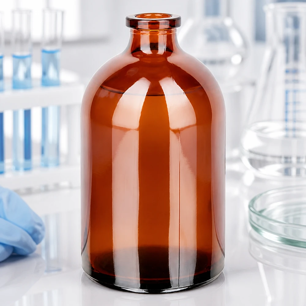 Injektionsflasche Braunglas 100ml für pharmazeutische und laborchemische Anwendungen im Fachhandel