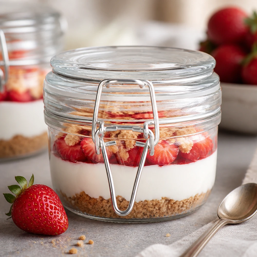 200ml Vorratsglas mit Silikonring und Bügelverschluss UNiTWIST 200ml Vorratsglas mit Bügelverschluss für professionelle Lebensmittellagerung - Dessert-Präsentation im Gewerbeeinsatz