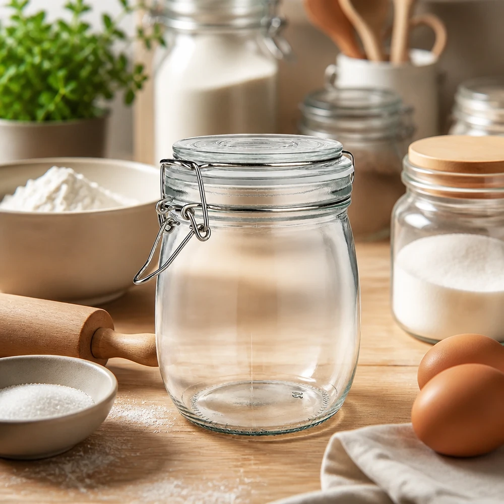 750ml Vorratsglas mit Bügelverschluss für professionelle Küchenlagerung und Gastronomiebedarf bei Pacadura