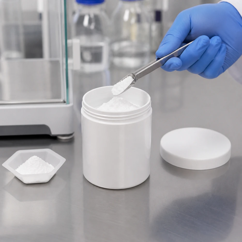 Salbenkruke 75g weiß mit weißem Schraubdeckel (Polypropylen) Weiße PP-Salbenkruke 75g mit Schraubdeckel für professionelle pharmazeutische Abfüllung