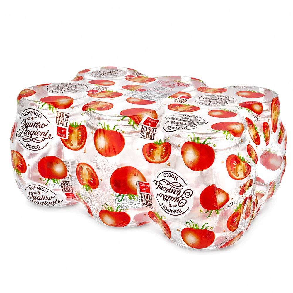 700ml Rundglas "Quattro Stagioni" QS86mm Quattro Stagioni Einmachgläser 700ml mit Tomaten-Design Motiv italienische Haushaltsgläser im 6er Pack