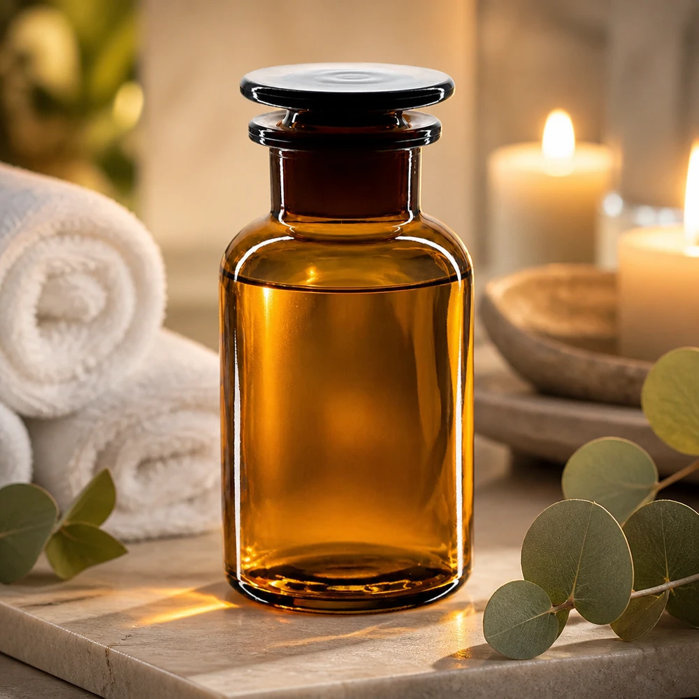 Rundschulter-Weithalsflasche 250ml Braunglas mit Glasstopfen für professionelle Labore und Apotheken