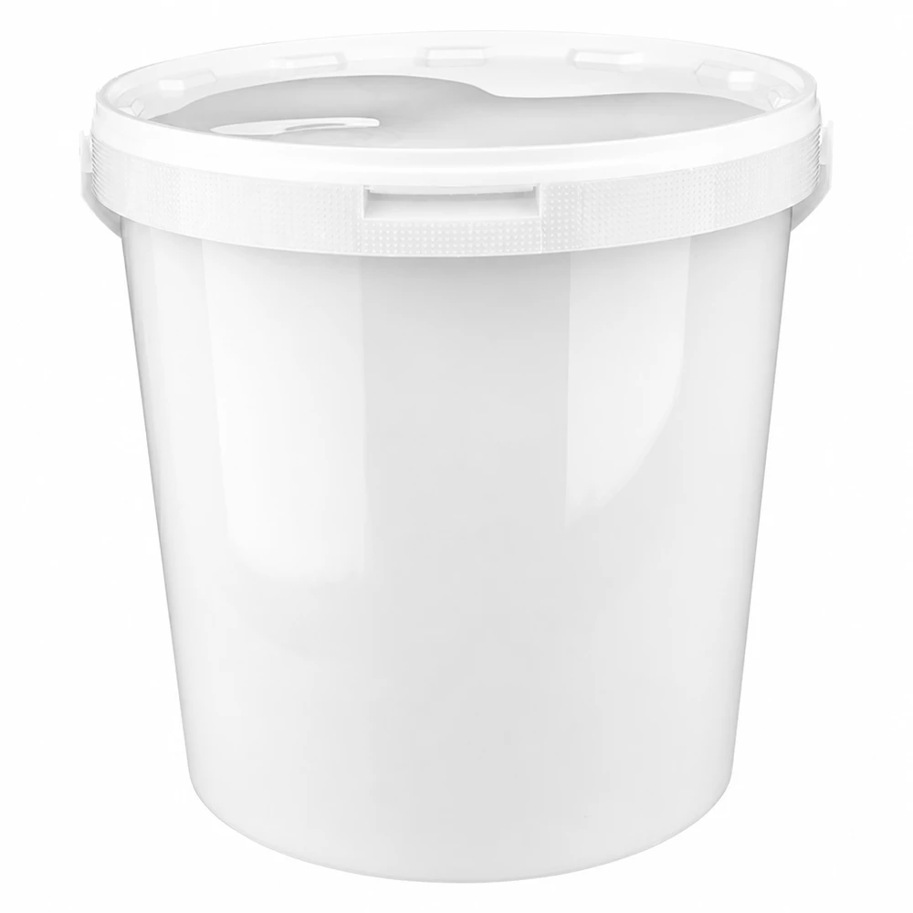 Weißer Kunststoffeimer 10,7L aus PP mit Deckel für gewerblichen Einsatz von Pacadura.de