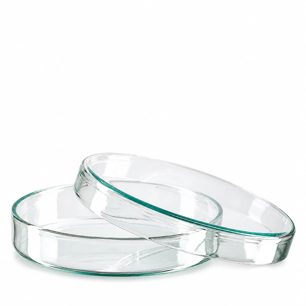 Petrischale 100x20mm aus Borosilikatglas für Labor und Gewerbe zwei gestapelte Glasschalen