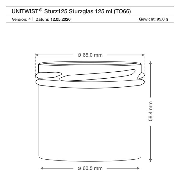 125ml Sturzglas ohne Deckel (TO66) UNiTWIST