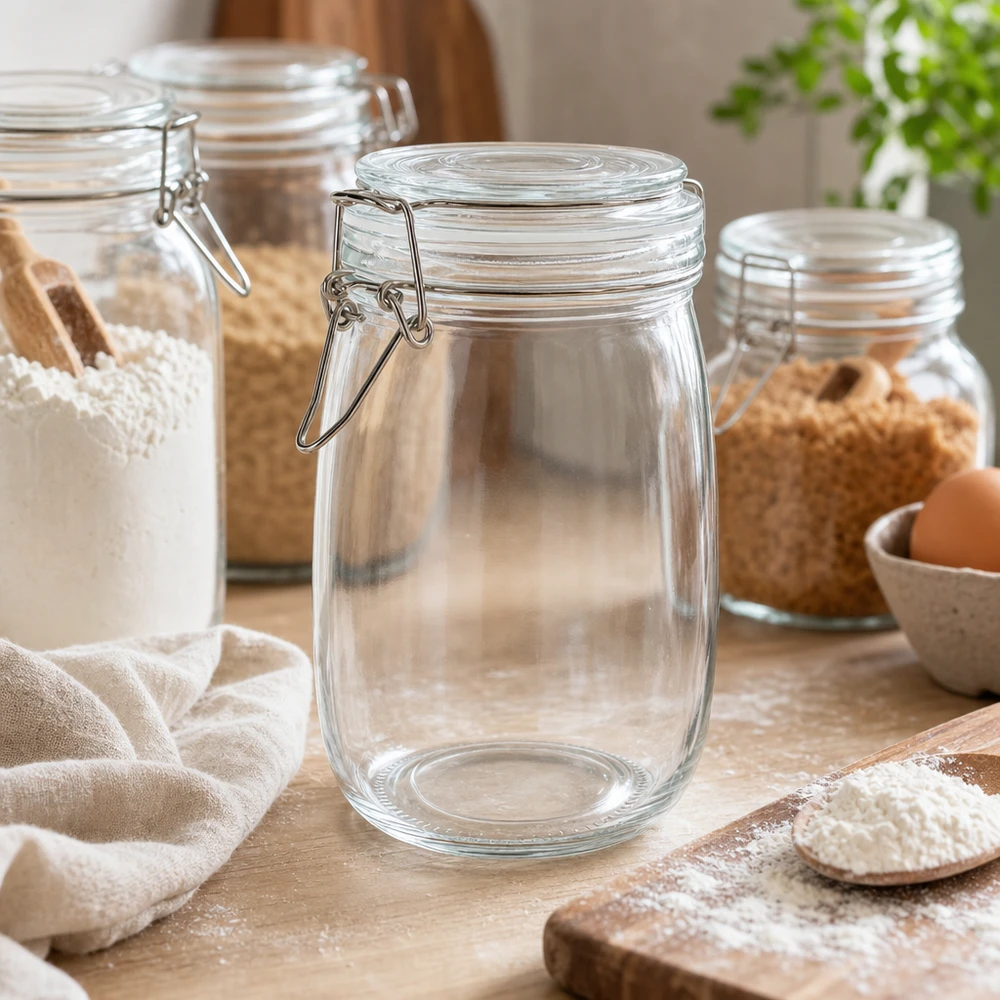1000ml Vorratsglas mit Bügelverschluss für professionelle Lagerung in Gewerbe und Gastronomie bei Pacadura