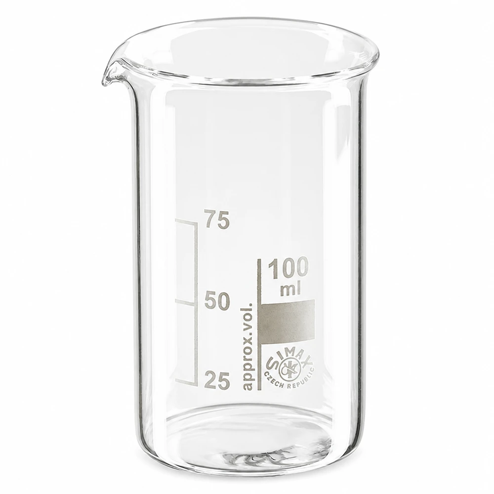 Becherglas 100ml hohe Form aus Borosilikatglas mit Graduierung für professionellen Laboreinsatz