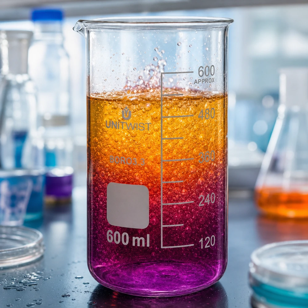 Becherglas 600ml Borosilikat hohe Form UNITWIST für Labor und Gewerbe mit Milliliterskala
