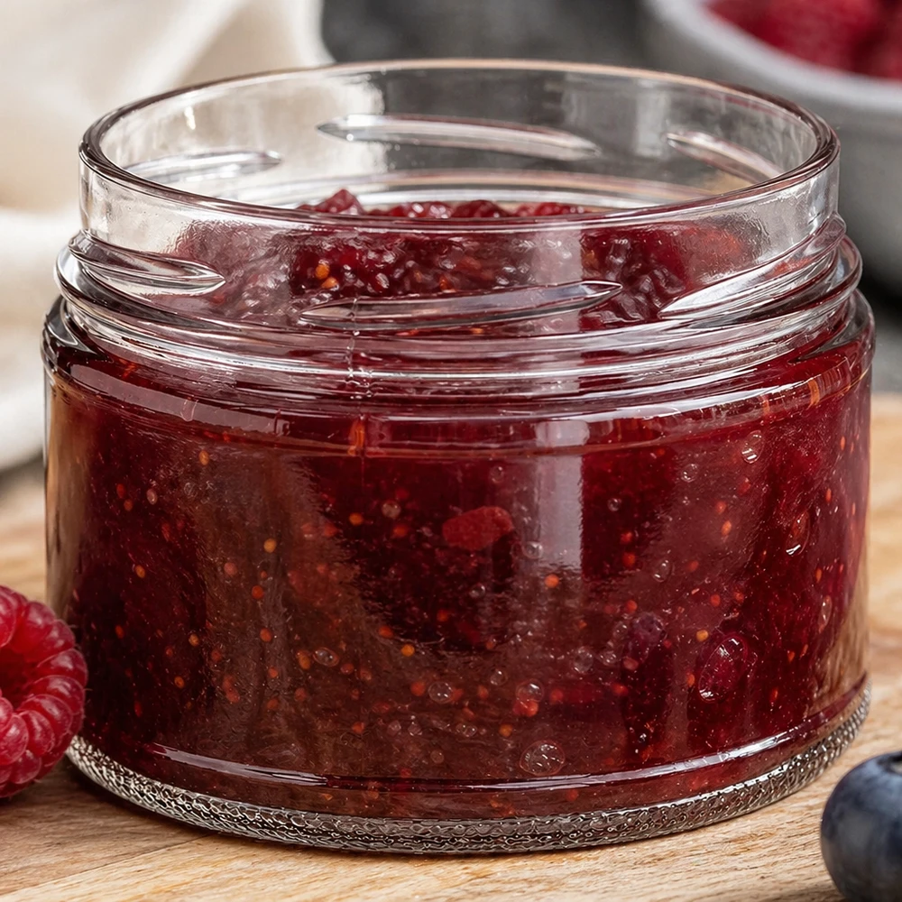 UNiTWIST Runda540 Sturzglas befüllt mit roter Marmelade Konfitüre 540ml TO100 Einkochen Konservieren Anwendung