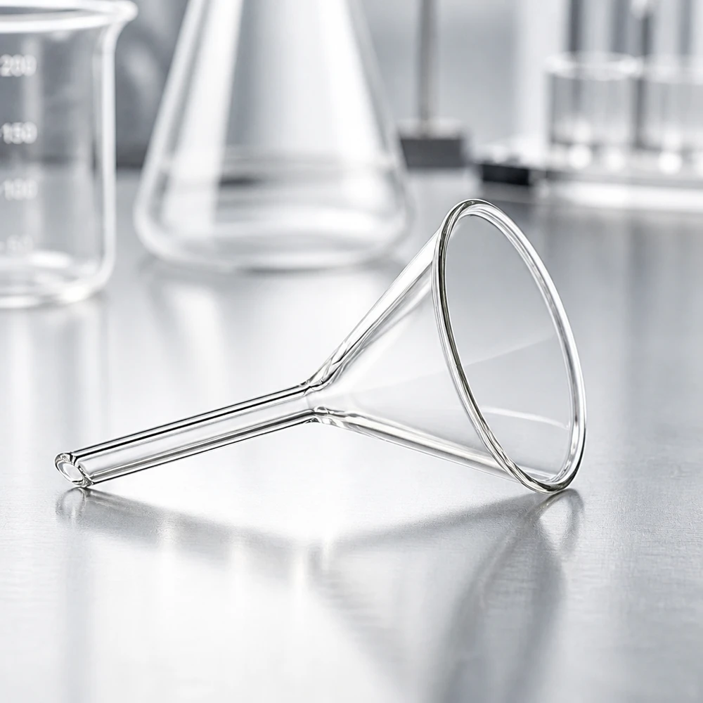 Trichter Kalk-Soda Glas 35mm Durchmesser 60 Grad Winkel Kurzstiel für Labor und Industrie bei Pacadura