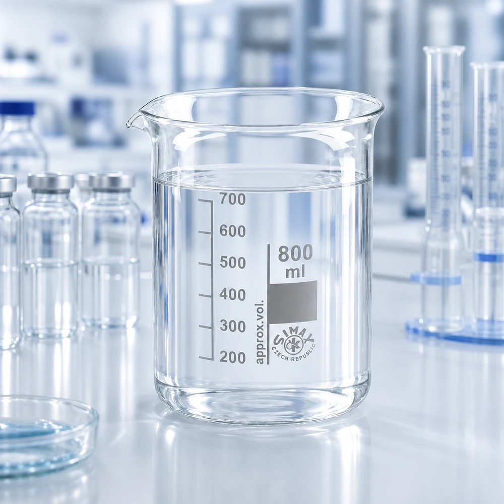 Becherglas 800ml Borosilikatglas, niedrige Form Becherglas 800ml Borosilikatglas niedrige Form für Labor und Industrie professioneller Einsatz bei Pacadura