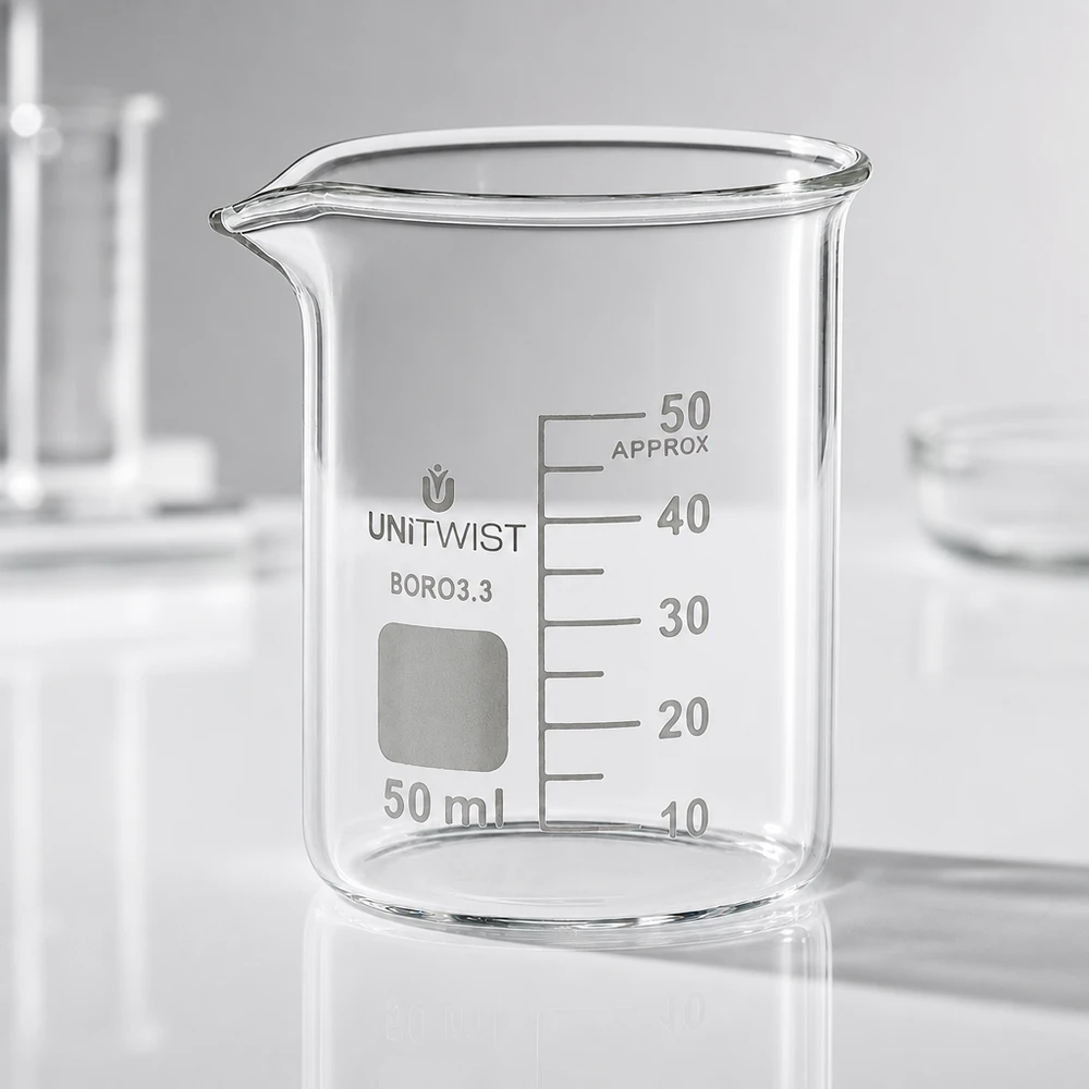 Becherglas 50ml Borosilikat, niedrige Form UNiTWIST Becherglas 50ml Borosilikat 3.3 niedrige Form UNiTWIST für Labor und Gewerbe