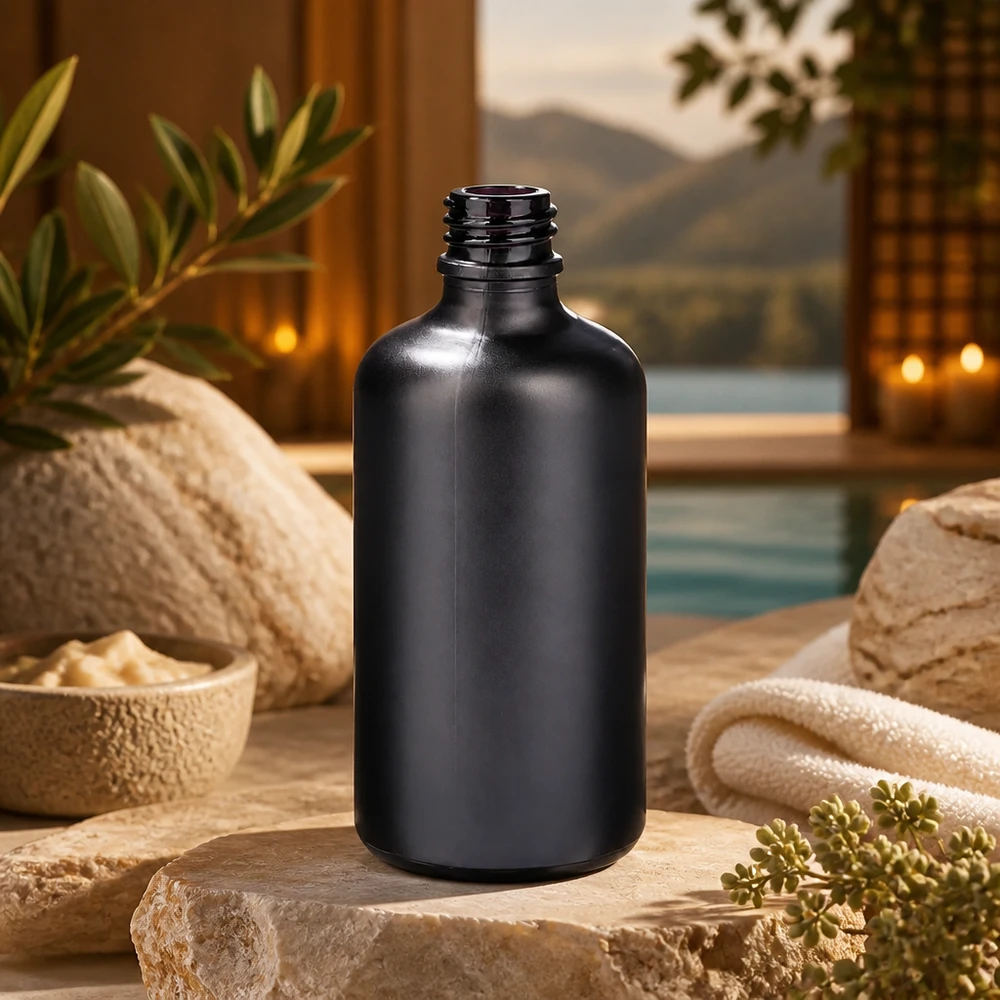 100ml Apothekerflasche BlackLine UT18/100 UNiTWIST schwarz matt für professionelle Kosmetik und Pharmazie