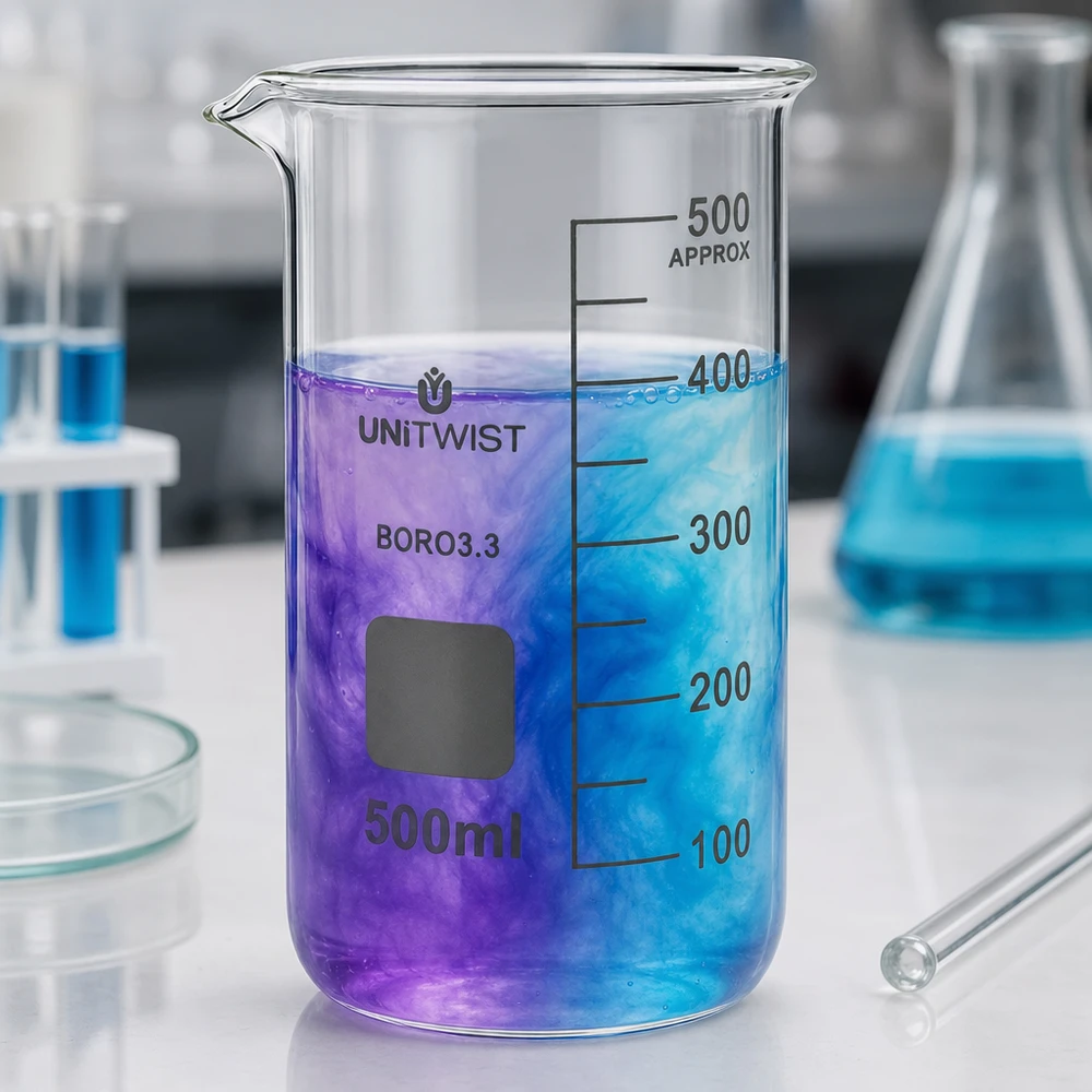 Becherglas 500ml hohe Form aus Borosilikat 3.3 UNITWIST für professionellen Laboreinsatz