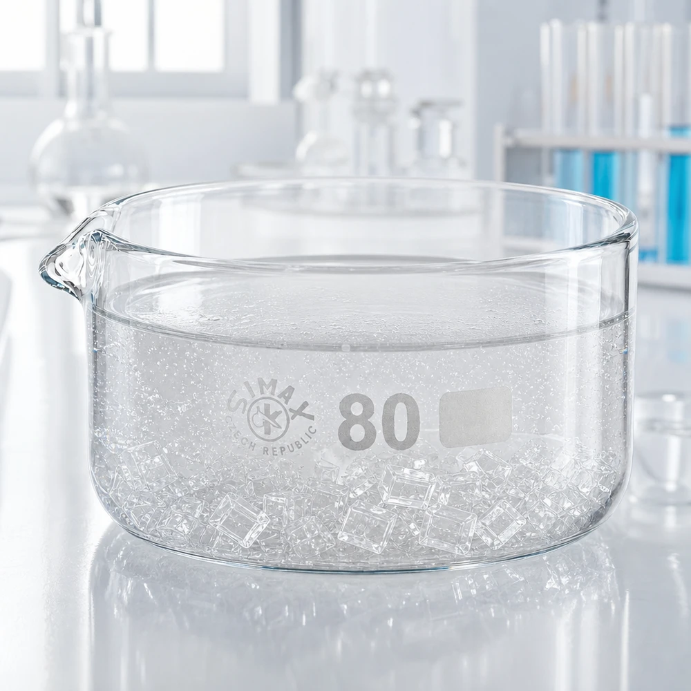 Kristallisierschale 150ml Borosilikatglas Ø80mm mit Ausguss für Labor und Gewerbe