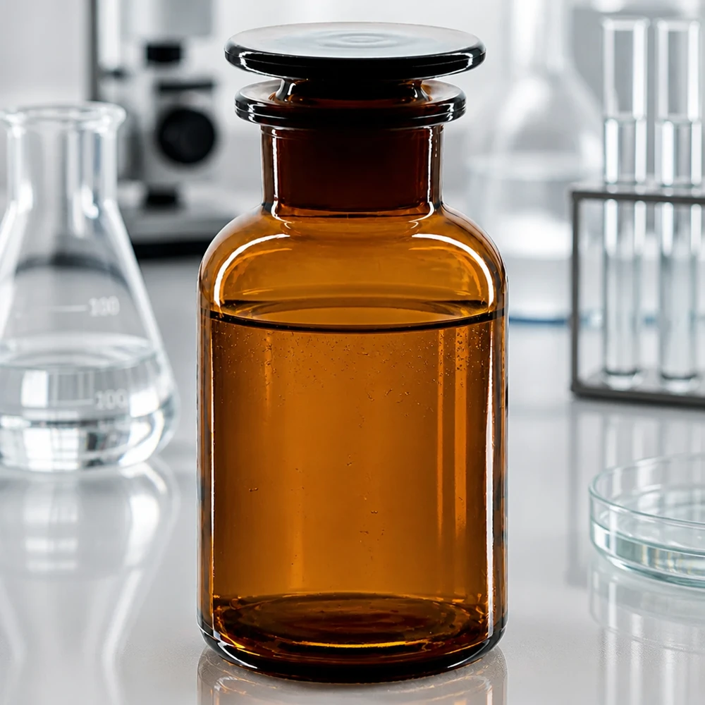 Rundschulterfl. 250ml braun Weithals Glasstopfen Braune Weithalsflasche 250ml mit Glasstopfen für Labor und Pharmazie aus hochwertigem Borosilikatglas
