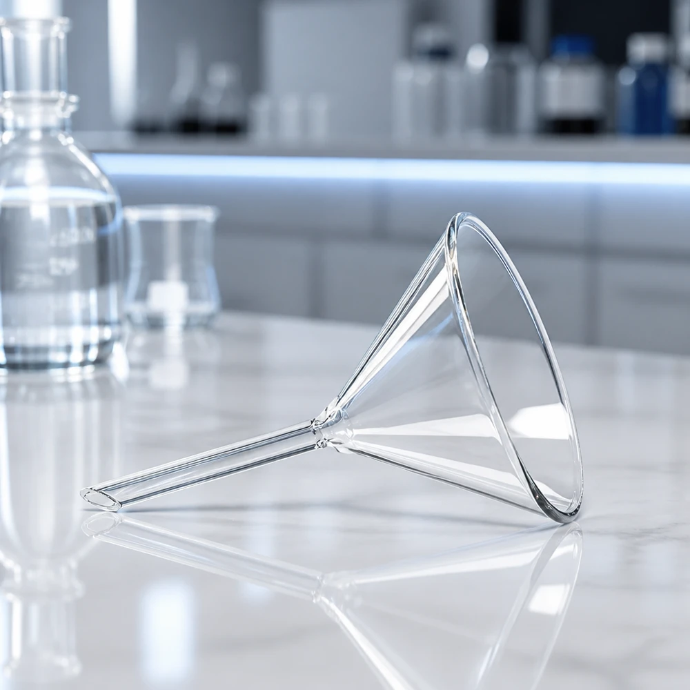 Trichter ø70mm Kalk-Soda, Winkel 60°, Kurzstil Laborglastrichter 70mm Durchmesser Kalk-Soda-Glas 60° Winkel Kurzstiel für professionelle Anwendungen