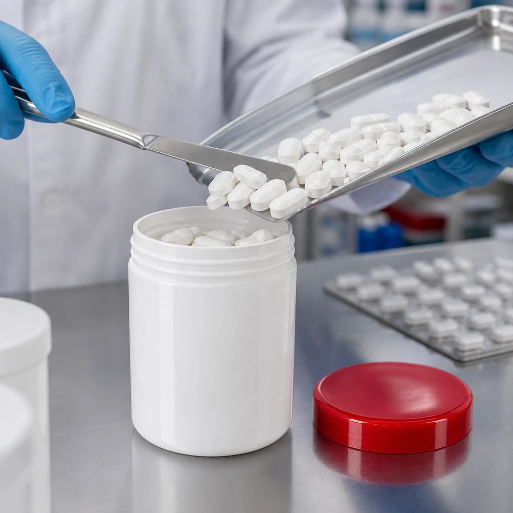 Salbenkruke 800g weiß PP-Kunststoff roter Schraubdeckel pharmazeutische Abfüllung Labor Großgebinde