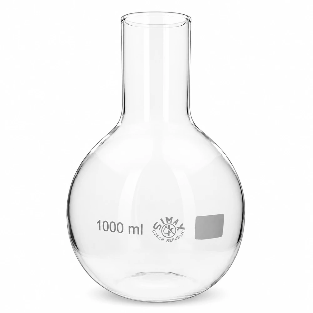 Stehkolben 1000ml Weithals aus Borosilikatglas für professionelle Laboranwendungen bei Pacadura.de