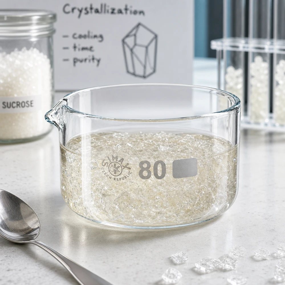 Kristallisierschale 150ml Borosilikatglas ø80mm mit Ausguss für Labor und Kristallisation