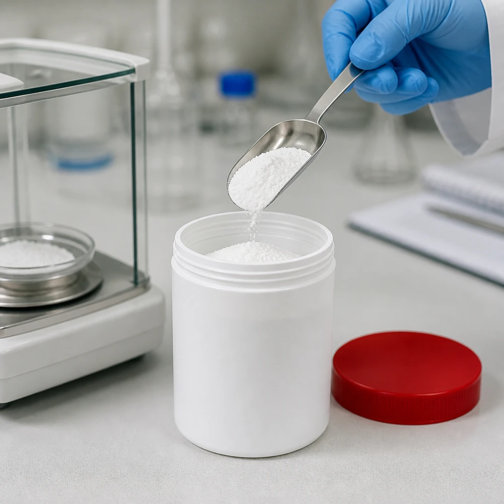 Salbenkruke 250g weiß mit rotem Schraubdeckel (Polypropylen) Salbenkruke 250g weiß PP-Kunststoff mit rotem Schraubdeckel für pharmazeutische und kosmetische Abfüllung