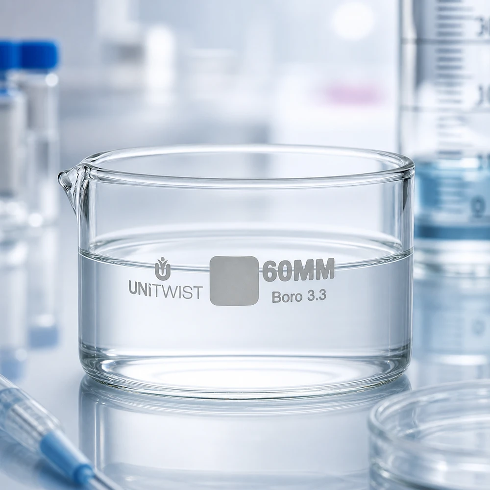 Kristallisierschale ø60mm Borosilikatglas UNiTWIST Kristallisierschale 60mm Borosilikatglas Boro 3.3 UNiTWIST für Labor und Gewerbe