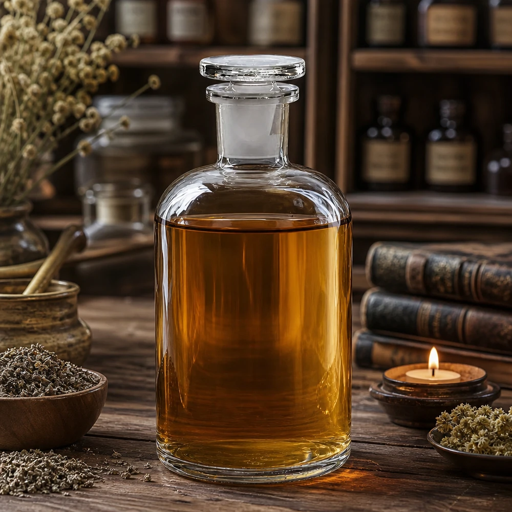 Rundschulterflasche 500ml Klarglas Enghals mit Glasstopfen für professionelle Abfüllung Pacadura